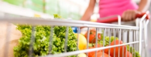 Cart with fruits and veggies