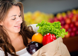 Woman with grocery bag