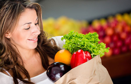 Woman with grocery bag